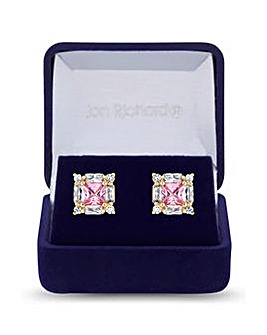 Jon Richard Rose Gold Plated And Pink Cubic Zirconia Stud Earrings - Gift Boxed