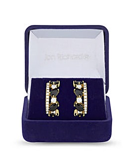 Jon Richard Gold Jet Cubic Zirconia And Crystal Stone Hoop Earrings - Gift Boxed
