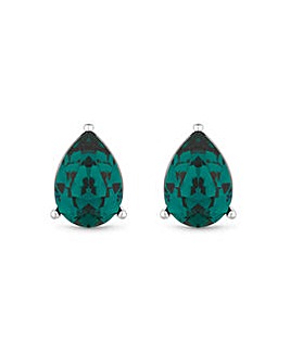 Jon Richard Radiance Collection Silver Plated Emerald Statement Stud Earrings