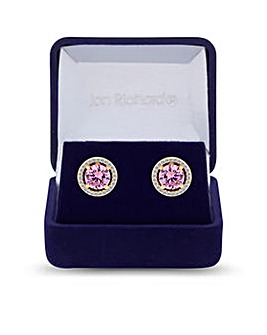 Jon Richard Rose Gold Pink Cubic Zirconia Large Solitaire Earrings - Gift Boxed