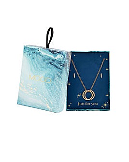 Mood Gold Crystal Double Link Pendant And Earring Set - Gift Boxed