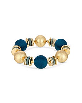 Mood Gold Plated Teal Thread Wrapped Stretch Bracelet