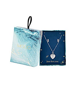 Mood Silver Crystal Celestial Heart Charm Pendant And Earring Set - Gift Boxed