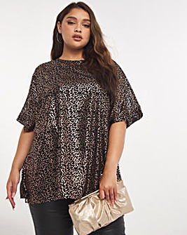 Copper Foil Print Relaxed Fit Blouse