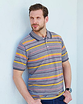 Southbay Unisex Short Sleeve Navy Striped Pique Polo