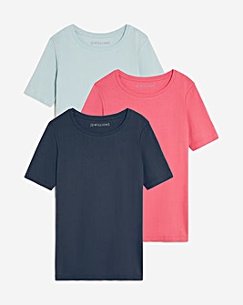 Peppermint/Rose/Navy 3 Pack Crew Neck Short Sleeve T-Shirts