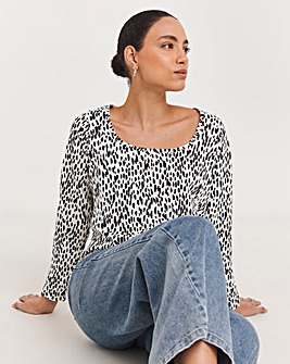 Animal Value Cotton Long Sleeve Square Neck Top