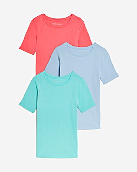 Pink/Aqua/Blue 3 Pack Crew Neck Short Sleeve T-Shirts
