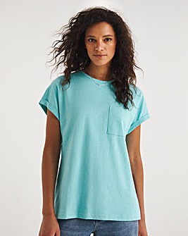 Aqua Cotton Slub Short Sleeve Pocket T-Shirt