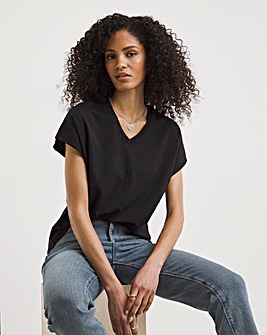 Black Basic V-Neck Short Sleeve T-Shirt
