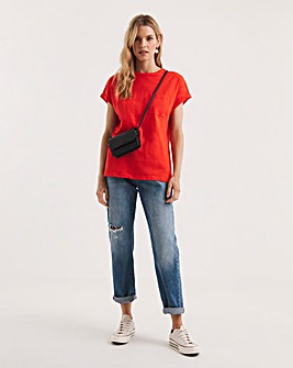 Red Cotton Slub Short Sleeve Pocket T-Shirt