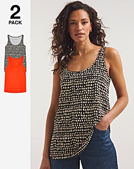 Print/Red 2 Pack Sleeveless Swing Vests