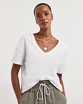 Basic Cotton V Front V Back Short Sleeve T-Shirt