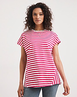 Watermelon Stripe Cotton Slub Pocket Short Sleeve T-Shirt