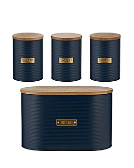 Typhoon Otto 4 Piece Bread Bin and Canister Navy Storage Set