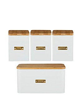 Typhoon Otto Square 4 Piece Bread Bin and Canister White Storage Set