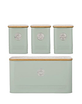 Typhoon Living Squircle 4 Piece Bread Bin and Canister Mint Storage Set