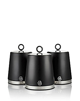 Swan Serenity Set of 3 Canisters Black