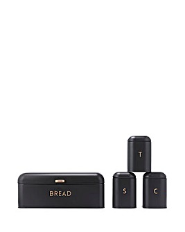 Salter Pebble 4pc Countertop Charcoal Bread Bin and Canister Set