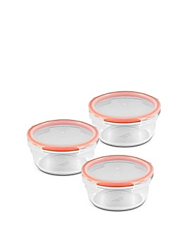 Lock & Lock Ovenglass Set of 3 Round 650ml Glass Containers