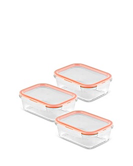 Lock & Lock ECO Ovenglass Set of 3 Rectangular 630ml Glass Containers