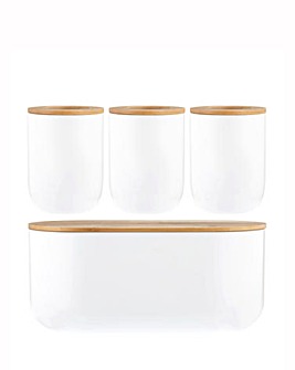 Typhoon Eden White 4 Piece Bread Bin and Storage Set with Labels