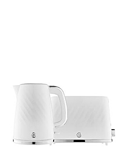 Swan Windsor 1.7L Textured Kettle and 2 Slice Toaster White