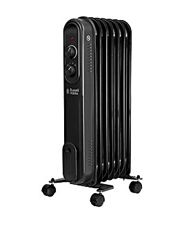 Russell Hobbs Matte Black 1.5kW 7 Fin Round Fin Oil Filled Radiator