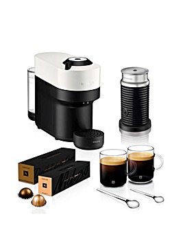 Nespresso XN920141 Vertuo Pop Coconut White Barista Coffee Machine Bundle