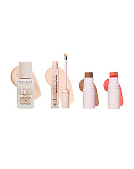 Revolution Silk Radiant Satin Skin Routine, Silk Serum Foundation 4