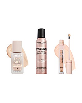 Revolution Skin Silk Base & Fix Set , Silk Serum Foundation 3