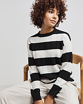 Mono Stripe Rib Crew Neck Jumper