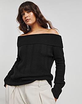 Black Rib Bardot Jumper