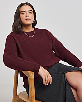 Wine Rib Crew Neck Jumper