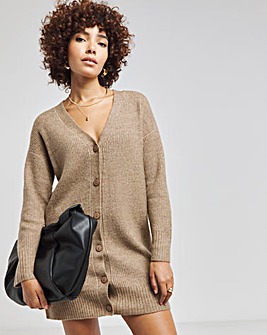 Camel Rib Cardigan Dress