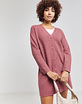 Rose Pink Rib Cardigan Dress