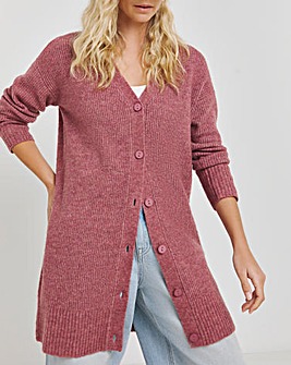 Rose Pink Rib Longline Cardigan