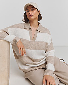 Neutral Stripe Collar Detail Jumper