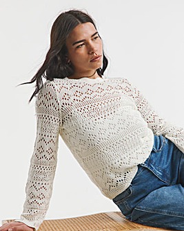 Ivory Crochet Look Jumper