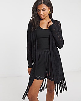 Black Fringe Cardigan