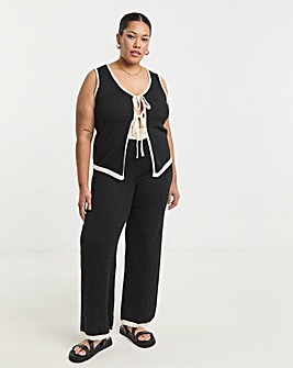 Black & White Contrast Wide Leg Trouser Co-Ord