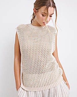 Stone Hole Knit Adjustable Tank Top