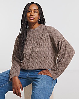 Cosy Yarn Mocha Cable Knit Jumper