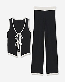 Contrast Knitted Waistcoat and Trouser Co-ord