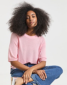 Pink Half Sleeve Knitted Jumper