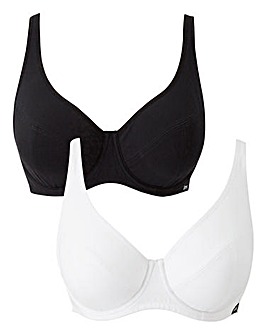 Slimma 2 Pack Cotton Full Cup Wired White/Black Bras