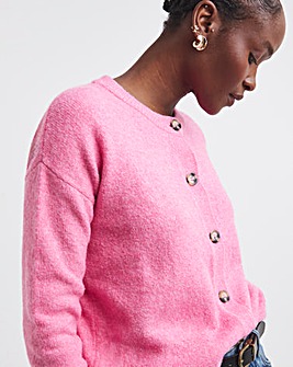 Pink Crew Neck Cardigan