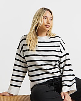 Ivory & Black Stripe Crew Neck Jumper