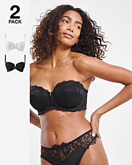 Pretty Secrets 2 Pack Katie Padded Multiway Wired Bras B-F - Black/White