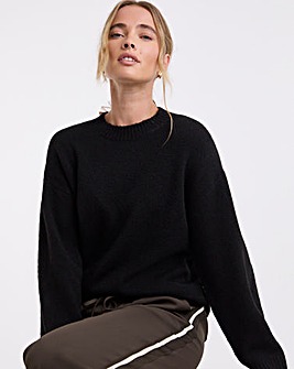 Cosy Yarn Black Crew Neck Jumper